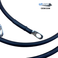 Câble de démarrage de batterie de station d'alimentation industrielle 6 AWG 36 pouces, paire de câbles 16 mm EVR noirs avec bornes annulaires en cuivre de 3/8 pouces, homologué 1500 V
