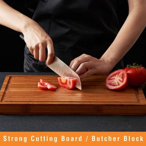 Planche de découpe en bambou carbonisé pour cuisine, grande planche de <span class=keywords><strong>boucher</strong></span> en <span class=keywords><strong>bois</strong></span> carbonisé avec plateau à fentes pour fruits - Product Image 3