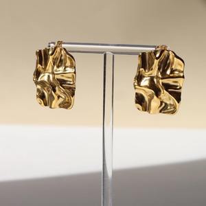 Pendientes de textura plisada cuadrilátera geométrica hip-hop dominante europea y americana <span class=keywords><strong>para</strong></span> mujer - Product Image 5