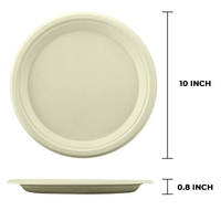 Assiettes compostables en bagasse de canne à sucre naturelle de 10 pouces |   Rond |   Nature blanche à Atlanta en stock
