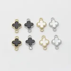 16X10Mm Hai Lỗ Bốn Lá Kẽm Hợp Kim Tự Làm Đồ Trang Sức Clovers Làm Phụ Kiện Clover Nối Mặt Dây Chuyền Quyến Rũ