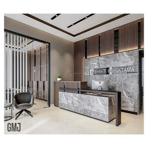 Fondo con acabado blanco encantador, diseño de iluminación, mármol artificial, fotos, mostrador, recepción - Product Image 4