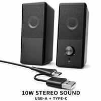 Altavoces USB de 10W para Computadora, Altavoces de Escritorio Estéreo de 2.0 Canales, Controlador de 2x50mm, Altavoces Multimedia con Cable para PC, Laptop, Tablet