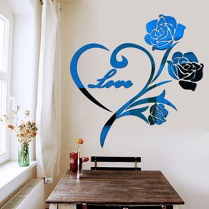 Panneau mural miroir en forme de cœur 3D, rose, 450 mm, miroir auto-adhésif, décoration pour la maison, l'hôtel et les mariages - Product Image 5