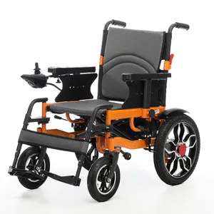 障害者看護旅行車椅子ハンドプッシュ電気スイッチ折りたたみ式ハイパワースチールリチウム電池電気車椅子