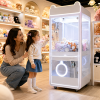 Machine à griffes d'arcade de style moderne blanc, grande vitrine transparente, à monnayeur, pour centre de jeux, vente en gros