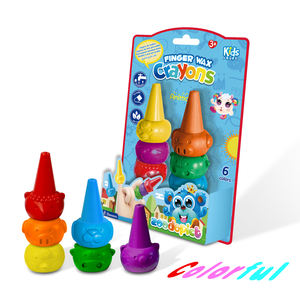 Brancacci子供の面白いギフトセット洗える動物の形のクレヨン指ワックスペン6色絵画用プラスチッククレヨン - Product Image 1