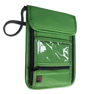 محفظة حاملة لجواز السفر RFID من النايلون للجنسين البالغين مع حقيبة خفية حول الرقبة لتأمين بطاقة الهوية وبطاقة الائتمان أثناء السفر