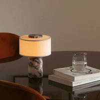 Lámpara de Mesa de Mármol de Lujo con Pantalla de Tela |   Lámpara de Noche Moderna Decorativa para Sala de Estar y Dormitorio
