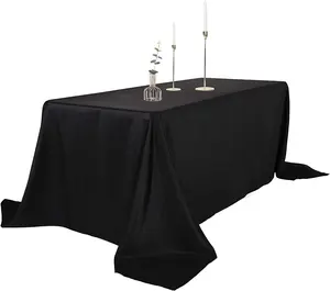 Werksgroßhandel 90 × 132 Zoll wasserdichte rechteckige Tischdecke waschbar Polyester schwarze Tischdecke für Hochzeit Party Veranstaltungen