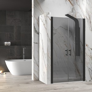 Kamalu KSAL2800AN Porta Doccia Scorrevole Moderna 100-105cm in Vetro Fumé con Telaio in Alluminio Senza Cornice per Bagno e Hotel - Product Image 1
