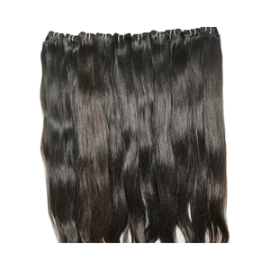 100% Extensiones de cabello humano de templo indio Virgen sin procesar estilo ondulado Natural, cutícula alineada, Color negro ondulado recto - Product Image 1