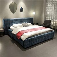 Auxford Modernes Kingsize-Luxusbett für Villen mit Stauraum, Echtleder/Mikrofaser-Polsterung, Massivholzrahmen