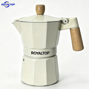 Cafetière à gaz manuelle de couleur personnalisée, 3 tasses, 6 tasses, Moka italienne, expresso avec poignée en bois - Product Image 1