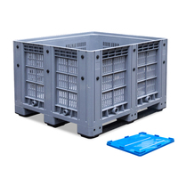 Bac à palettes en plastique recyclé HDPE ventilé avec couvercle, capacité 606L, pour usage alimentaire et pharmaceutique