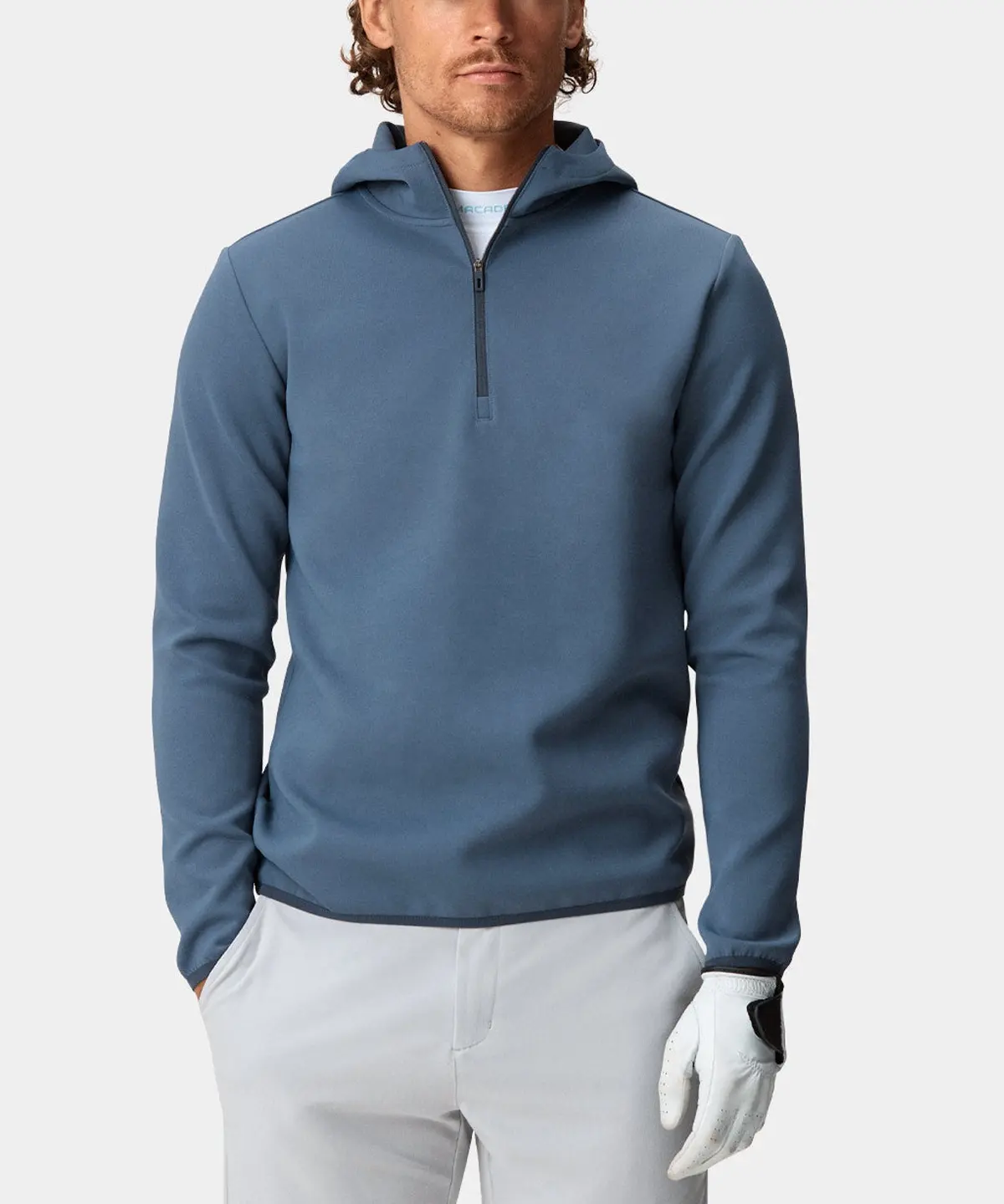 Performance Polyester Spandex soft jersey gym sport golf running hooded thermal quarter zip pullover mens 1/4 zip fleece hoodie