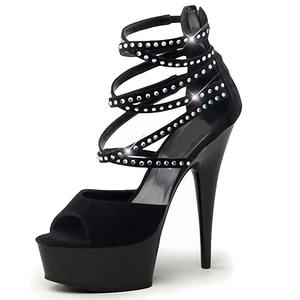 Sandales à plateforme noires à talons hauts de 15 cm pour <span class=keywords><strong>Pole</strong></span> <span class=keywords><strong>Dance</strong></span>, à bout ouvert, pour femmes, grandes tailles, style transvestite - Product Image 1
