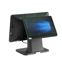 Terminal POS de Doble Pantalla Táctil BOE de 15.6 Pulgadas, con Wi-Fi, Bluetooth, Compatible con Windows 10/11, SSD de 256 GB, Diseño Negro para Punto de Venta