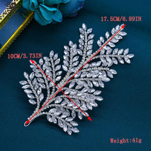 Peigne à Cheveux de <span class=keywords><strong>Mariage</strong></span> <span class=keywords><strong>avec</strong></span> Applique de Strass, Épingle à Cheveux Feuilles et Perles, Ornements de Tête en Cristal pour Mariées et Demoiselles d'Honneur - Product Image 4
