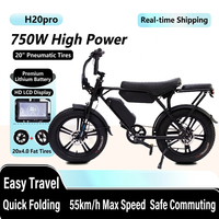 Vélo de montagne électrique E-MTB Fatbike avec moteur arrière sans balais, acier haute teneur en carbone, 750W, suspension avant, vélo de sport urbain 48V