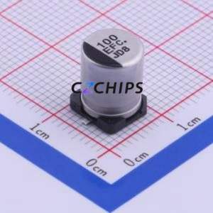 Condensateur électrolytique en aluminium SMD EEEFC1E101P, SMD, D8xL10.2mm 100uF 20% 25V 337.5mA-120Hz - Product Image 1