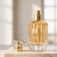 Flacon de parfum en verre transparent à rayures verticales cylindriques Hot Spot, 30 ml, 50 ml, 100 ml, avec boîte d'emballage