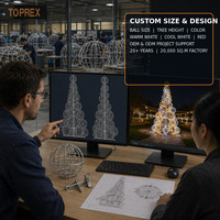 Özelleştirilmiş Dev Dış Mekan Aydınlatmalı Metal Çerçeveli Büyük 3D Noel Şenlikli Led Katlanabilir Top Noel Ağacı Motifli Işık Gösterisi