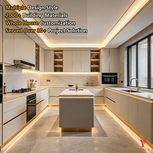 Mobili da <span class=keywords><strong>Cucina</strong></span> Modulari in Legno, Armadietti Personalizzati di Lusso con Isola e Lavello per Costruttori - Product Image 5