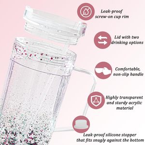 40oz đôi tường Acrylic Quả cầu tuyết Tumbler nhựa bia Kính tái sử dụng nhựa uống cà phê <span class=keywords><strong>cup</strong></span> với xử lý và nắp - Product Image 6