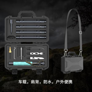 Bâtons de randonnée pliables multifonctionnels en alliage d'aluminium, ensemble d'équipement de randonnée télescopique qui brille dans le noir, avec support pour téléphone et outils - Product Image 4