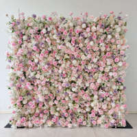 Mur de fleurs artificielles carré 2,4 m x 2,4 m en roses de soie, support de décoration de plafond pour mariage, fait main, léger, design écologique pour événements