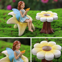 Chaise à fleurs en gros bon marché ensemble de fée statue de maison pour accessoires de jardinière ensemble de fée ornement de jardin pour décor de pot de jardinière