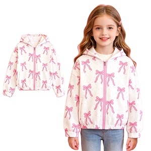 Abrigo con capucha y cremallera para niños, con lazos estilo coquette, venta al por mayor, ropa infantil de boutique, linda ropa para hermanas, nuevos estilos - Product Image 1