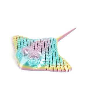 Faible MOQ, adorable et coloré, aimant de réfrigérateur en acier inoxydable en forme de raie manta, imprimé en 3D par laser, motif poisson animal, pour cadeaux de Noël - Product Image 2