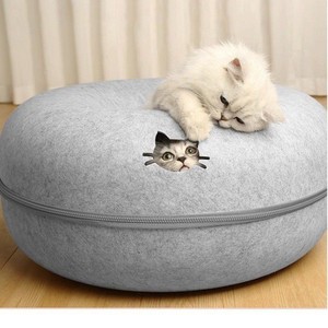 Hot Selling Semi-Closed Funny Filz Donut Katzen nest Abnehmbare Haustier Katze Bequemes Bett Haus Leicht zu reinigen - Product Image 2