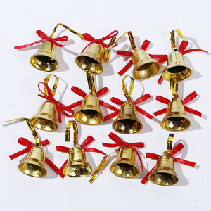 Grosir Lonceng Natal Vintage 12pcs Warna Emas dengan Pita, Hiasan Lonceng Pohon Natal, Dekorasi Natal - Product Image 2