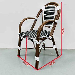 Restaurant Salle à manger Meubles empilables Bistro français Chaises extérieur Jardin Patio Osier Rotin Chaise d'extérieur - Product Image 2