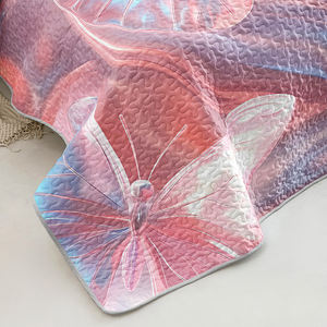 Ensemble de couette matelassé imprimé numérique rose perle irisé-Literie en polyester scintillant 3 pièces avec 2 taies d'oreiller - Product Image 5