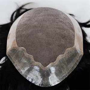 20 Years Factory Virgin Brazilian Human Hair mono Toupee For Asian Men top quality men's toupee