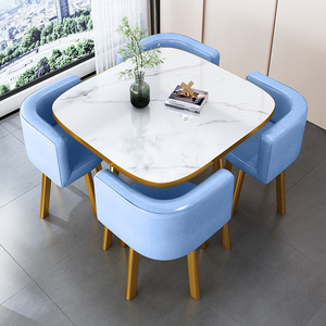 Set di Tavolo da Pranzo Rotondo Moderno <span class=keywords><strong>e</strong></span> Sedie per 4 Persone, <span class=keywords><strong>Arredamento</strong></span> per Soggiorno <span class=keywords><strong>e</strong></span> Sala da Pranzo - Product Image 5
