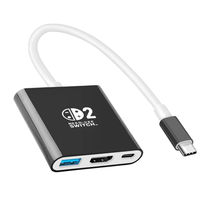 TUTI 3 in 1 USB Hub ABS HDTV 4k60hz USB 3.0 PD 100w Pengisian Daya 3 in 1 Docking Station Tipe C untuk N-Switch 1/2
