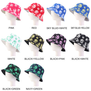 Cappello a Secchiello a Doppio Strato all'Ingrosso, Cappello Estivo da Spiaggia per Donne, Colorato con Motivo a Foglie - Product Image 6