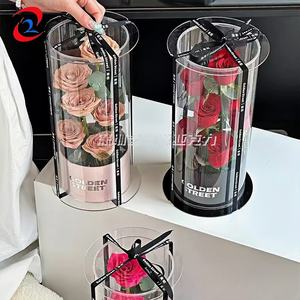 Boîte à fleurs en acrylique Porte-eau Pots à roses transparents Support-<span class=keywords><strong>Vase</strong></span> à <span class=keywords><strong>tube</strong></span> cylindrique décoratif Cadeau Boîte à fleurs roses - Product Image 1