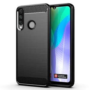 Carbon Fiber Shockproof Soft TPU Back Cover mobile Phone Case For Huawei Y6P
