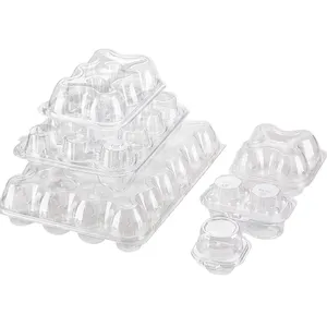 24 Conteneurs jetables empilables pour tasses et gâteaux Transporteur de voyage Grand dôme en plastique PET transparent avec couvercle articulé Boîtes à cupcakes