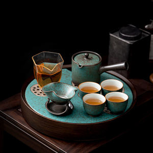 ชุดถาดชาเซรามิครูปทรงกลมลายดอก<span class=keywords><strong>บัว</strong></span> พร้อมที่เก็บน้ำ ชุดกงฟูครบชุดสำหรับพิธีชงชาที่บ้าน สำนักงาน ห้องนั่งเล่น - Product Image 2