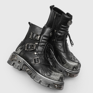 Botas de Plataforma para Hombre de Estilo Punk Vintage, Botas de Moda con Suela Gruesa, Disponibles en Stock, Admite Logotipo y Patrón Personalizados - Product Image 3