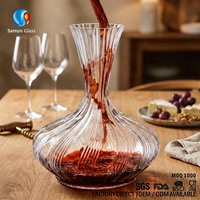 Samyo 800ML Carafe à vin rouge en cristal soufflé à la main sans plomb de style vintage de luxe pour la maison, la cuisine, l'hôtel, le restaurant ou le bar
