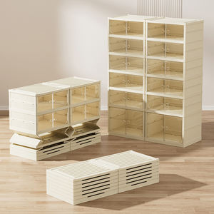 9 niveaux 18 paires <span class=keywords><strong>de</strong></span> boîte à chaussures à assemblage facile avec portes magnétiques étagère à chaussures pliable <span class=keywords><strong>organisateur</strong></span> <span class=keywords><strong>de</strong></span> baskets pour entrée salon - Product Image 3