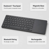 Keyboard Nirkabel Magnetik dengan Touchpad Terintegrasi, Ultra-Tipis, Dapat Diisi Ulang, Keyboard untuk Tablet, iPad, Ponsel